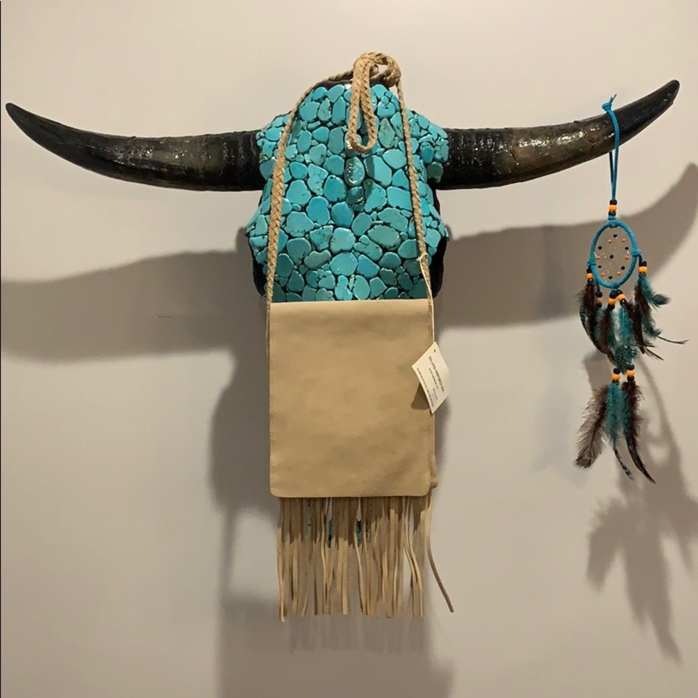 Christian Livingston leather fringe purse